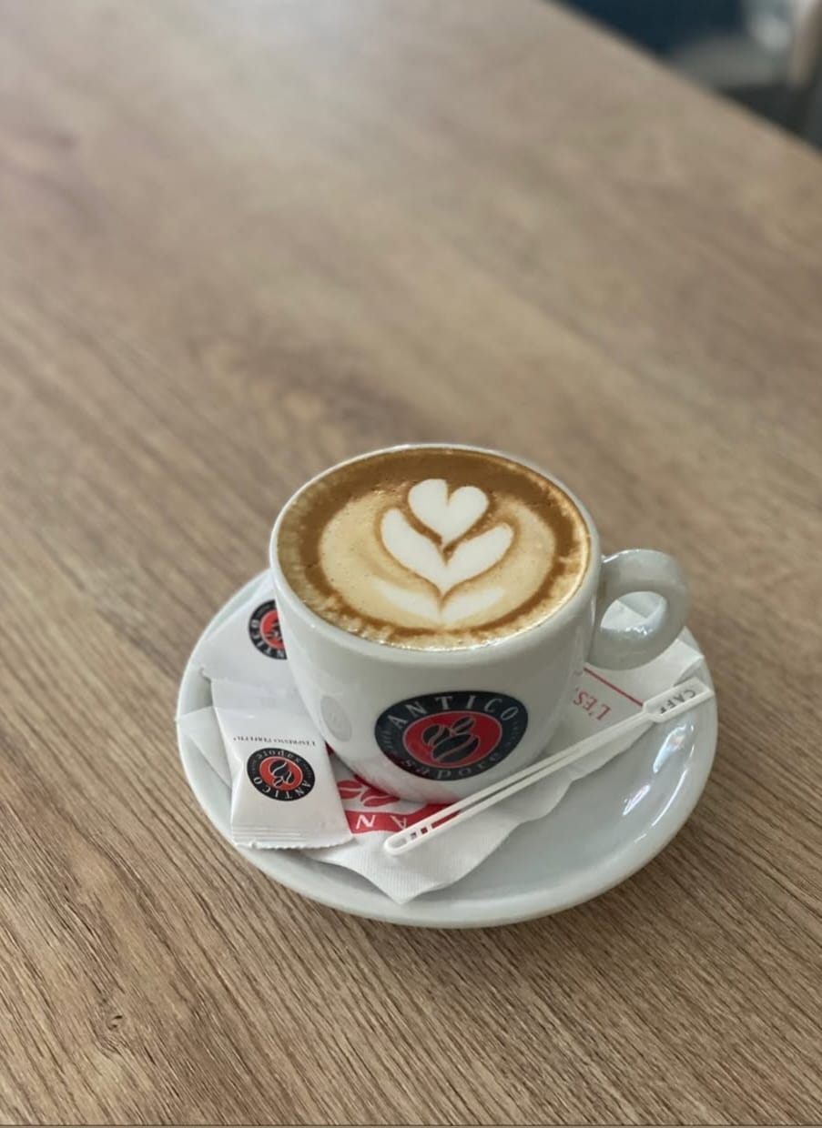 Ice latte in glass cup